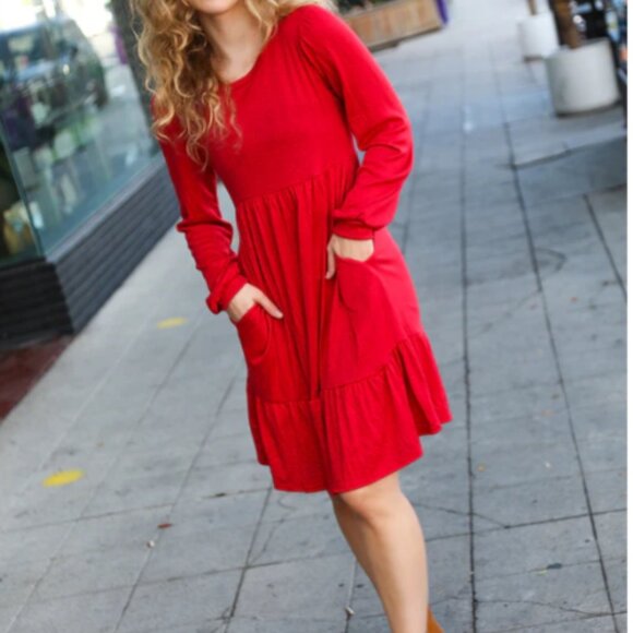 HAPTICS Lady In Red Hacci Fit & Flare Ruffle Dress 2X - Picture 7 of 7